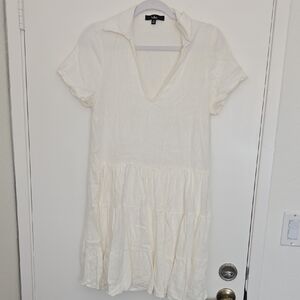 Lulu's Cream Short Sleeve Dress